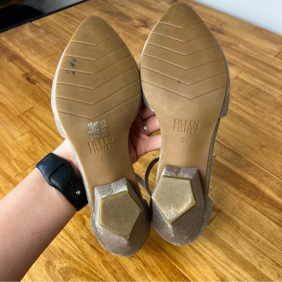 Eileen Fisher Just Leather Metallic Low Heel Pumps Size 5.5 - Picture 5 of 6